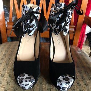 Wenfuni Heels- Black and leopard